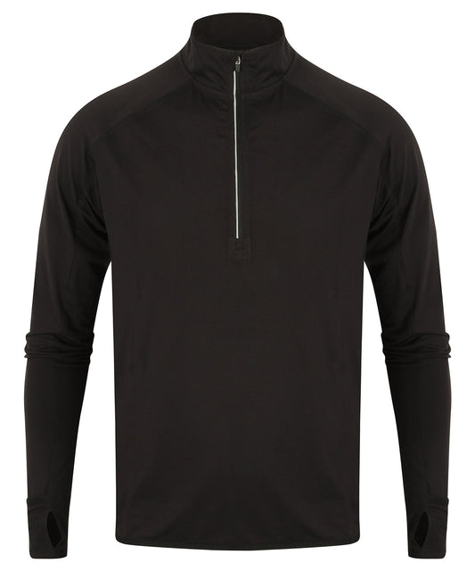 Black - Long-sleeved ¼ zip top