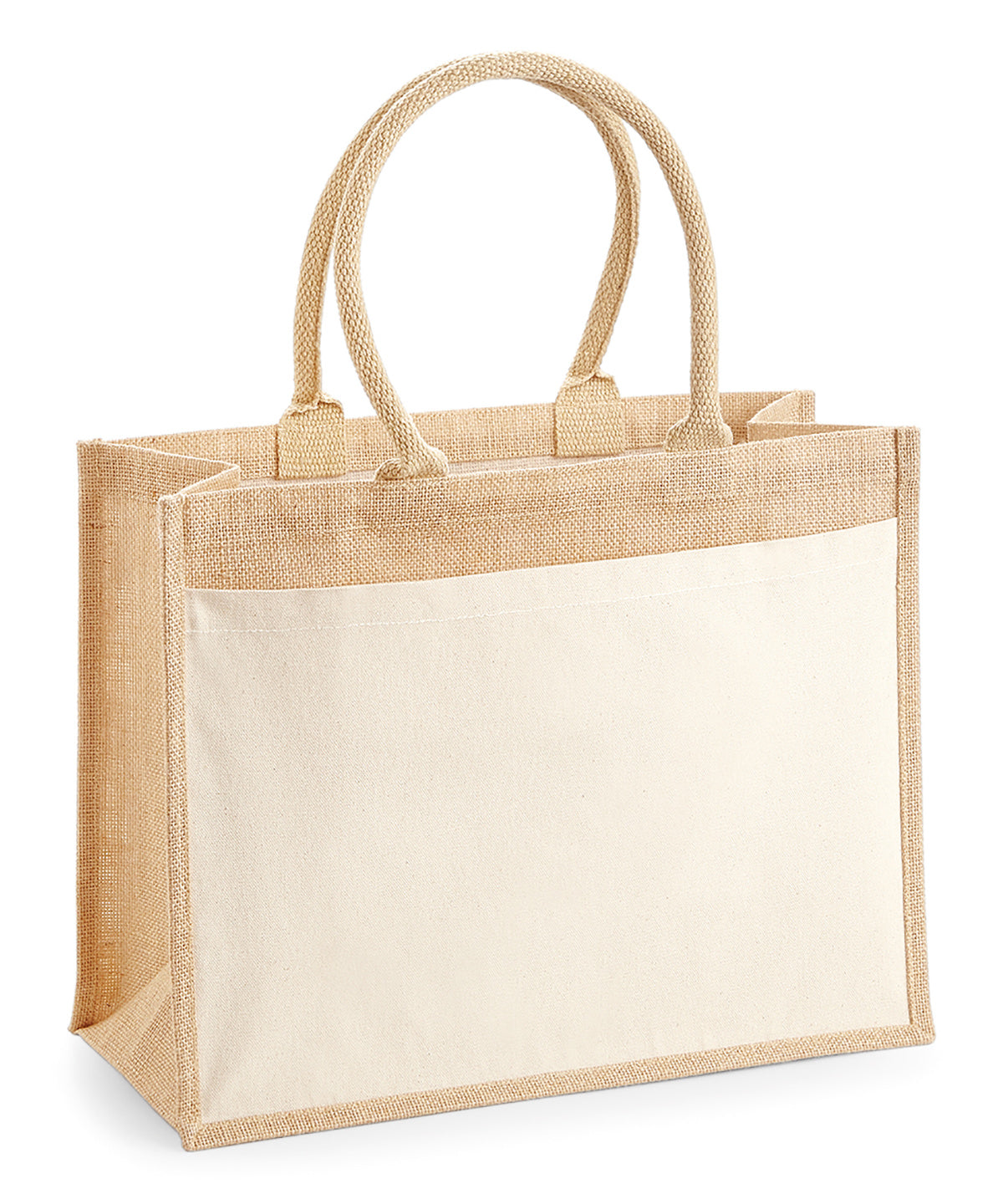 Natural - Cotton pocket jute shopper