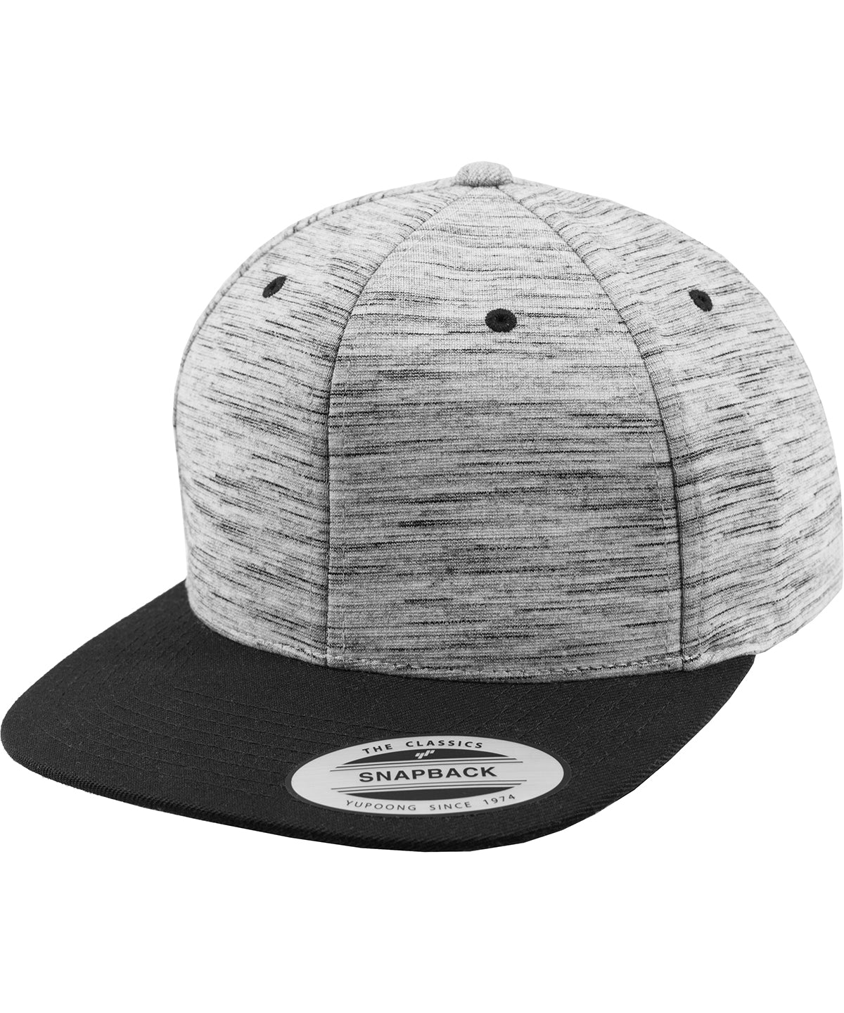 Black/Grey - Stripes melange crown snapback (6089SC)