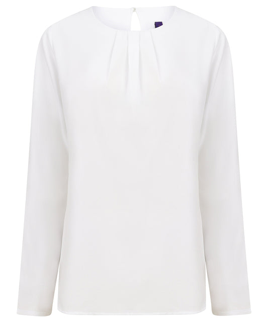 Women's pleat front long sleeve blouse