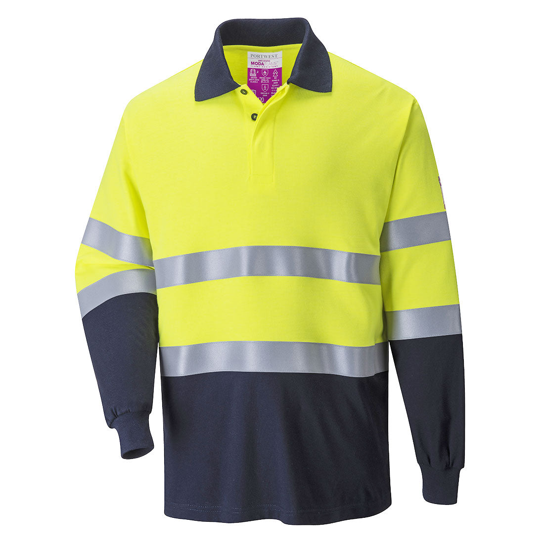 Modaflame Knit Hi-Vis Constrast FR Long Sleeve Polo Shirt (FR74)