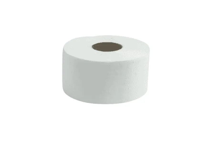 White 2 Ply Mini-Jumbo Toilet Roll 150M 2.25" Core (Case/12)