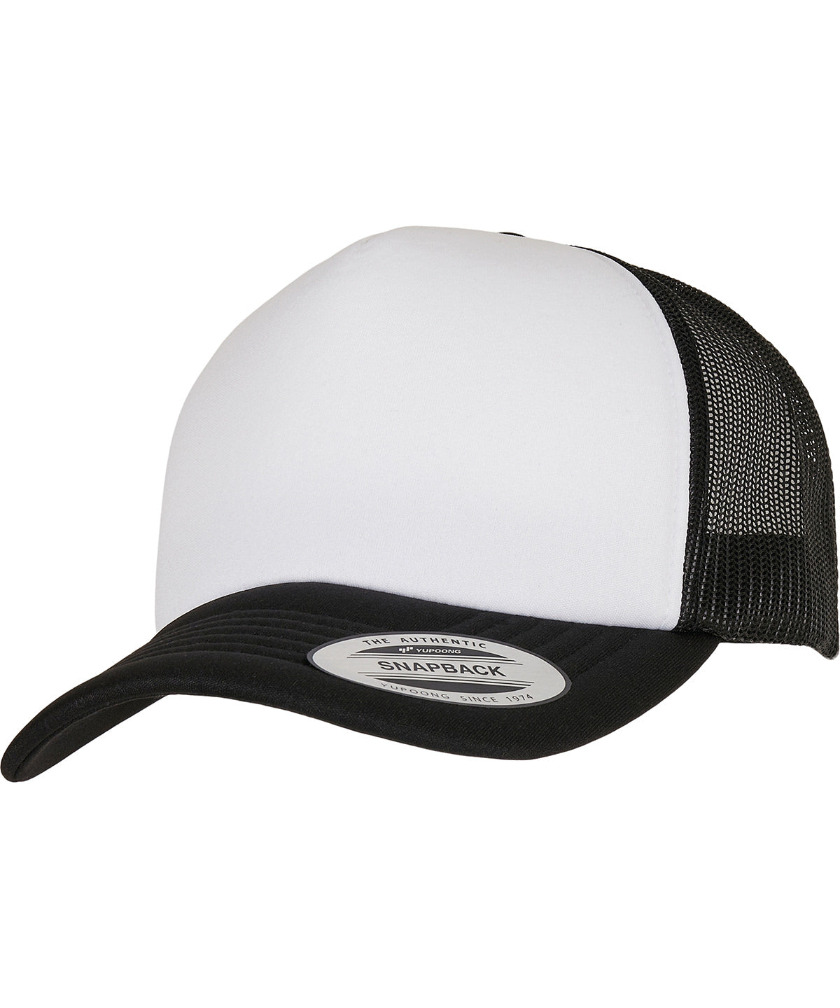 Black/White/Black - YP Classics® curved foam trucker cap – white front (6320W)