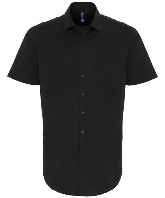 Stretch fit cotton poplin short sleeve shirt