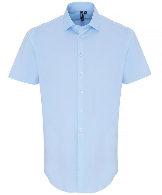 Stretch fit cotton poplin short sleeve shirt