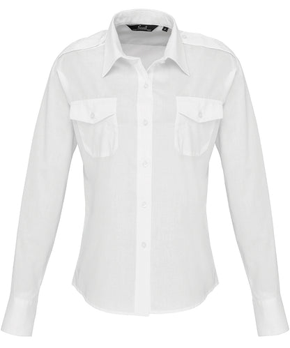 White - Women's long sleeve pilot shirt