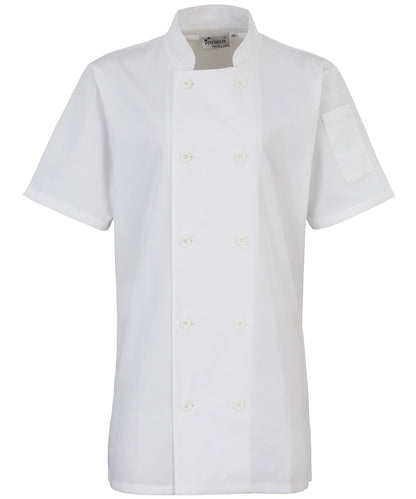 White - Women's short sleeve chef's jacket