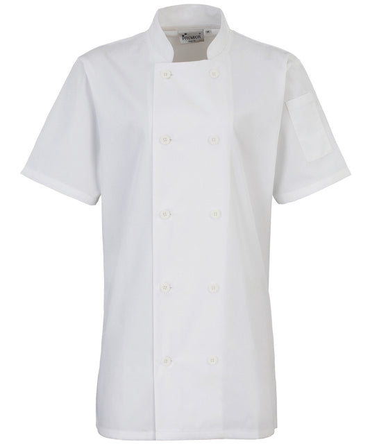 White - Women's short sleeve chef's jacket