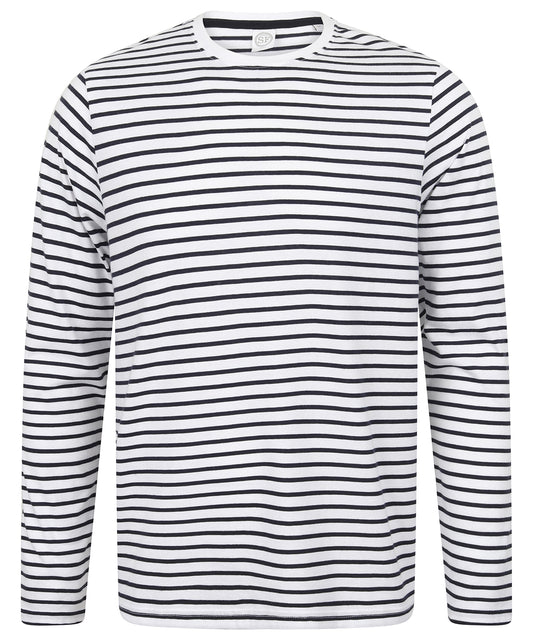 White/Oxford Navy - Unisex long-sleeved striped T