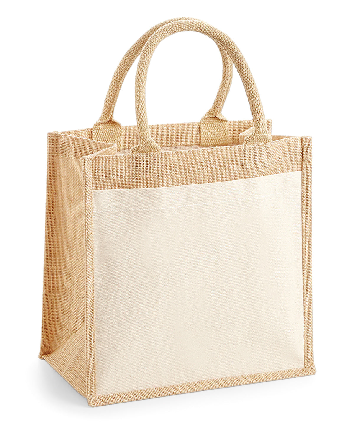 Natural - Cotton pocket jute midi tote