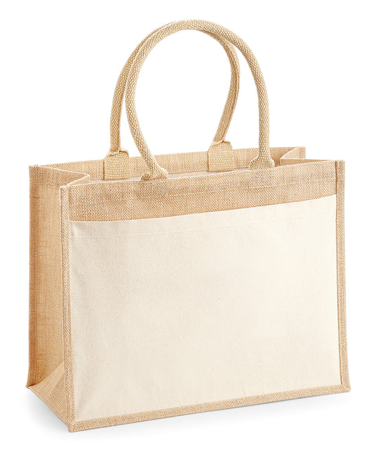 Natural - Cotton pocket jute shopper