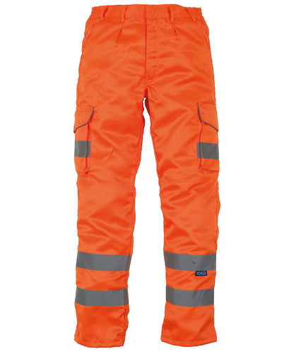 Orange - Hi-vis polycotton cargo trousers with kneepad pockets (HV018T/3M)