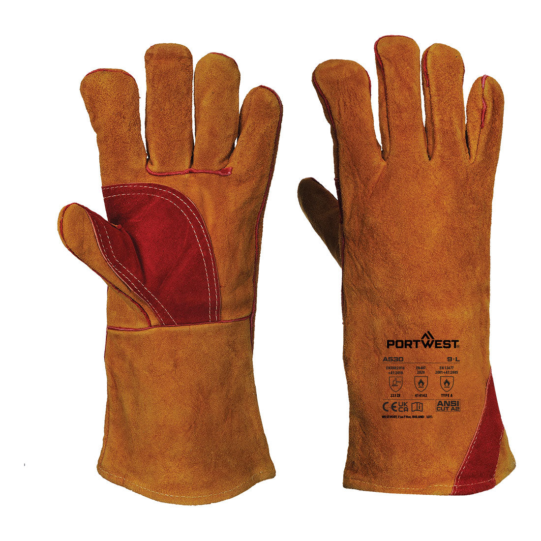 Welders 330 Split Leather Reinforced Palm Gauntlet (A530)