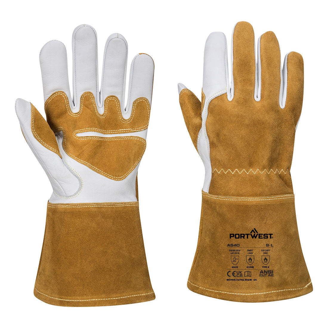 MIG Welders 320 Grain Leather Reinforced Gauntlet (A540)