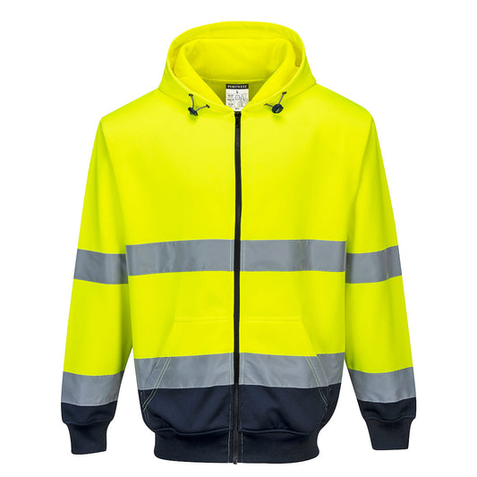 Hi-Vis Contrast Zipped Hoodie (B317)