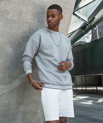 Heather Grey/White - College sweat crew
