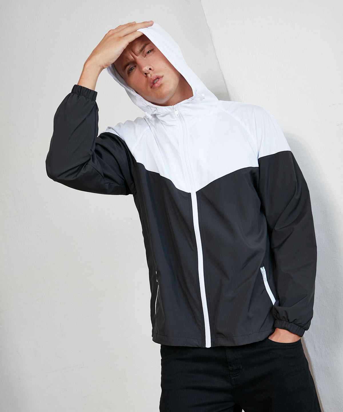 Black/White - Two-tone tech windrunner jacket