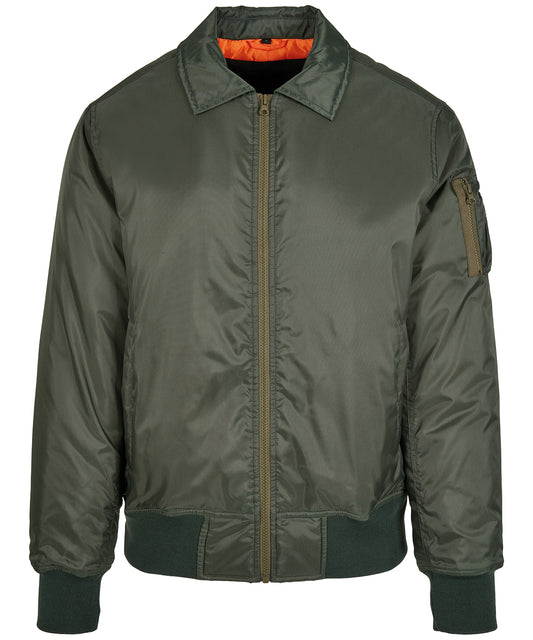 Dark Olive - Collar bomber jacket