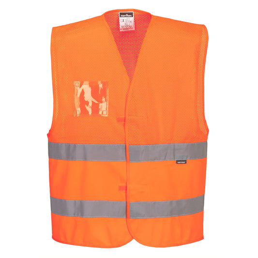 Hi-Vis Half Mesh Two Band Vest (C494)