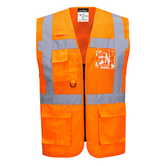 Madrid Hi-Vis Half Mesh Executive Vest (C496)