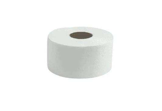 White 2 Ply Mini-Jumbo Toilet Roll 150M 2.25" Core  (Case/12)