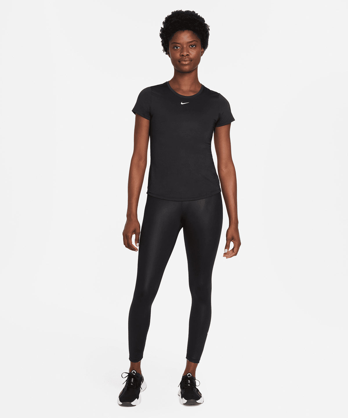Black/White - Women’s Nike One Dri-FIT short sleeve slim top