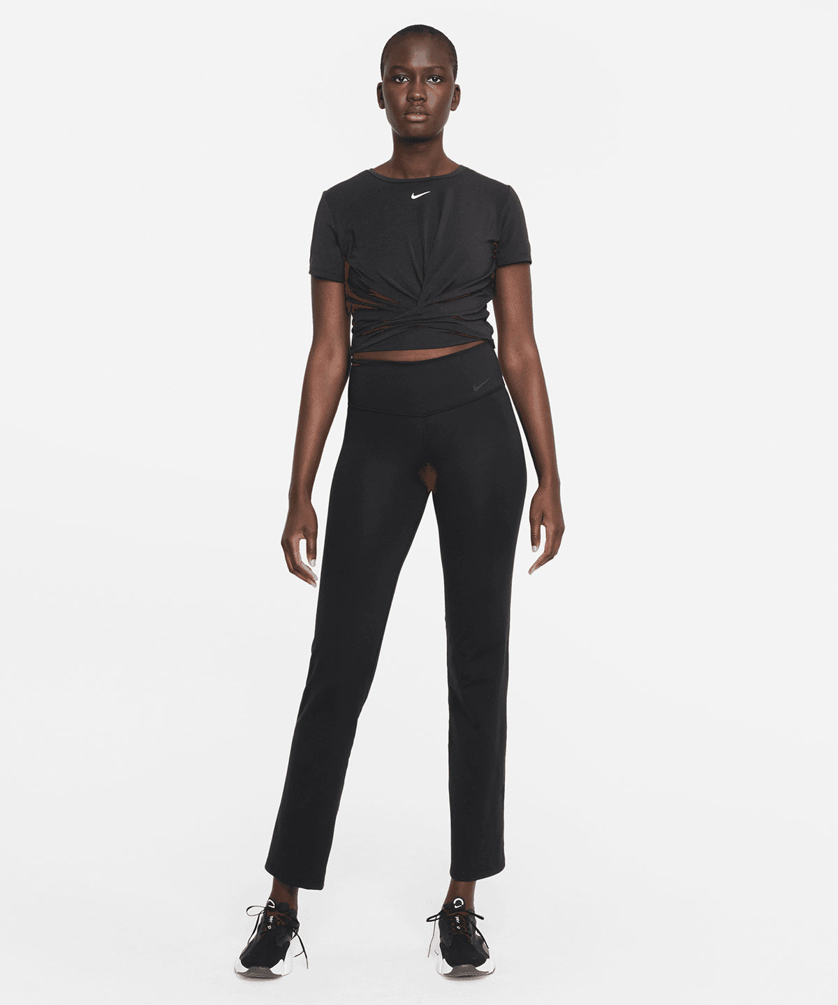 Black/Reflective Silver - Women’s Nike One Luxe Dri-FIT short sleeve standard twist top