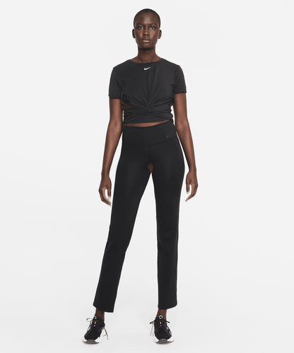 Black/Reflective Silver - Women’s Nike One Luxe Dri-FIT short sleeve standard twist top