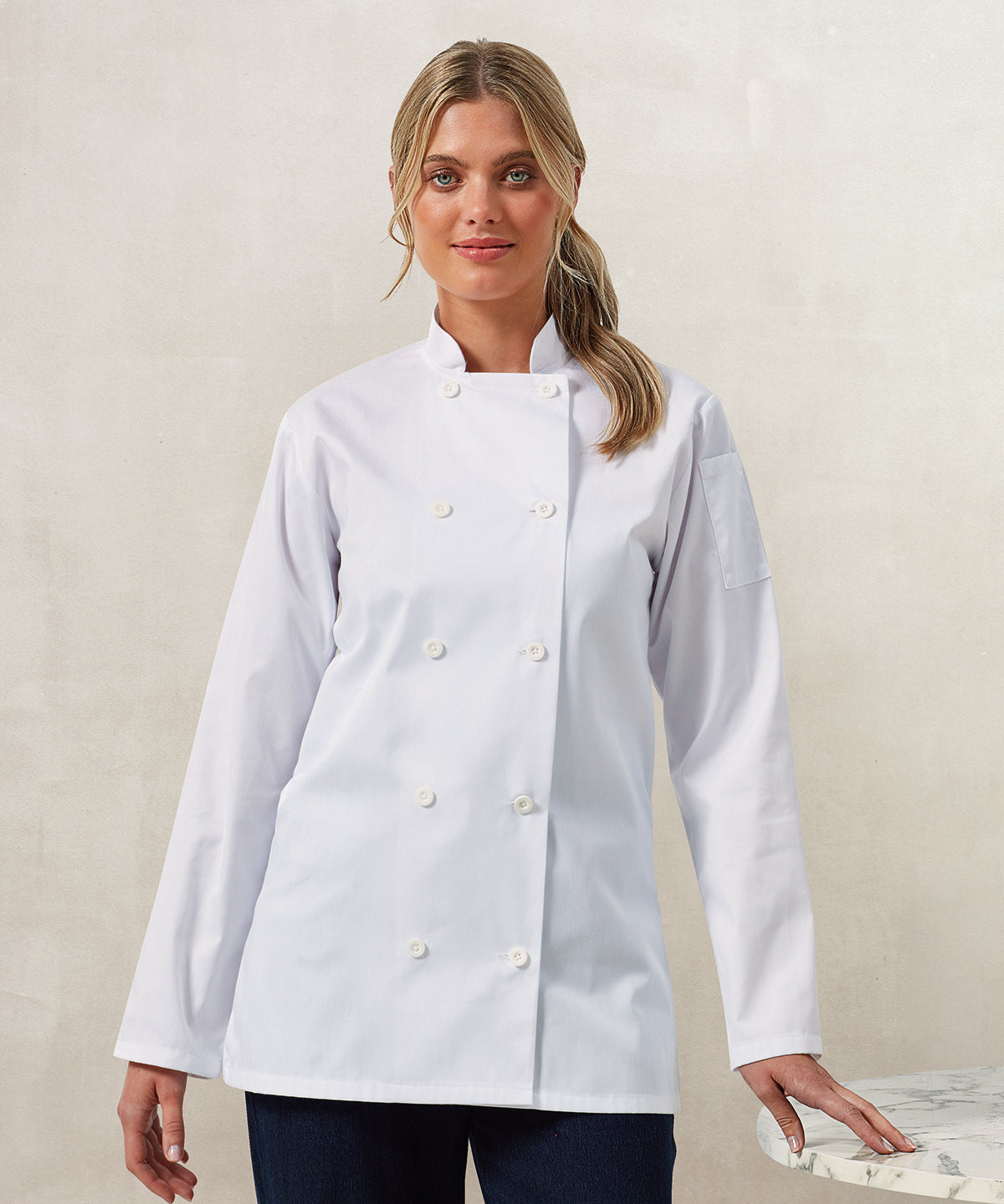 White - Women's long sleeve chef's jacket