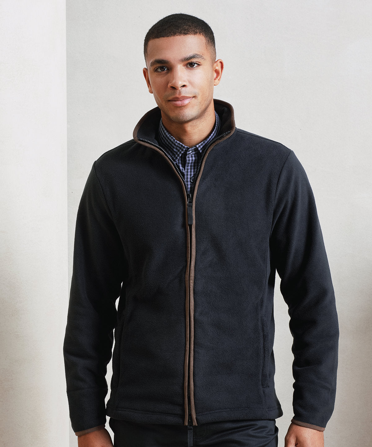 Moss Green/Brown - Artisan fleece jacket
