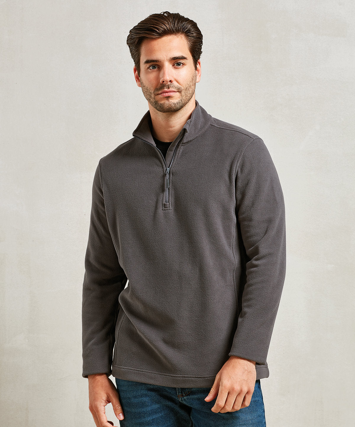 Dark Grey - Unisex ‘Recyclight’ 1/4 zip microfleece