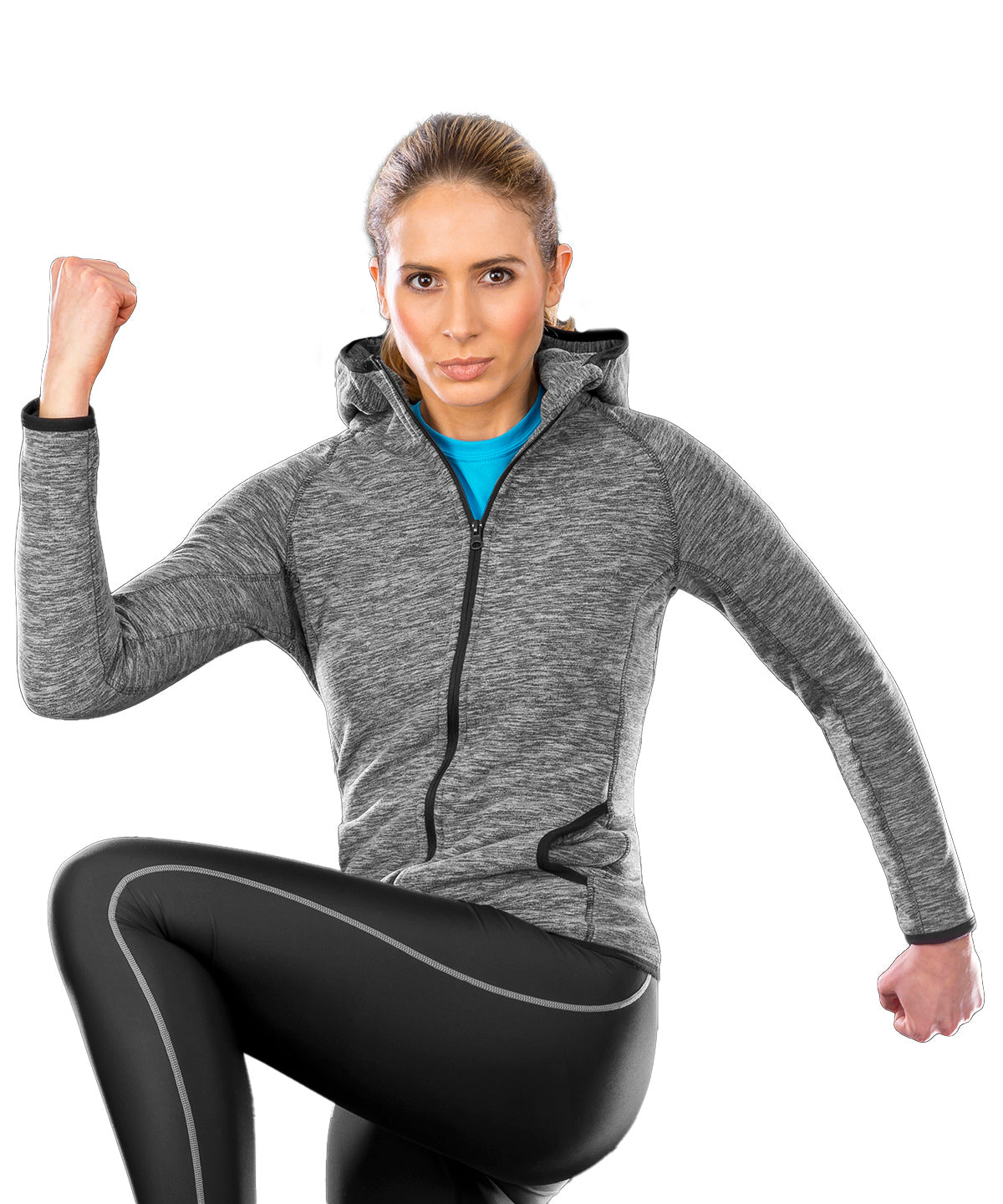 Grey/Black - Women's microfleece hoodi