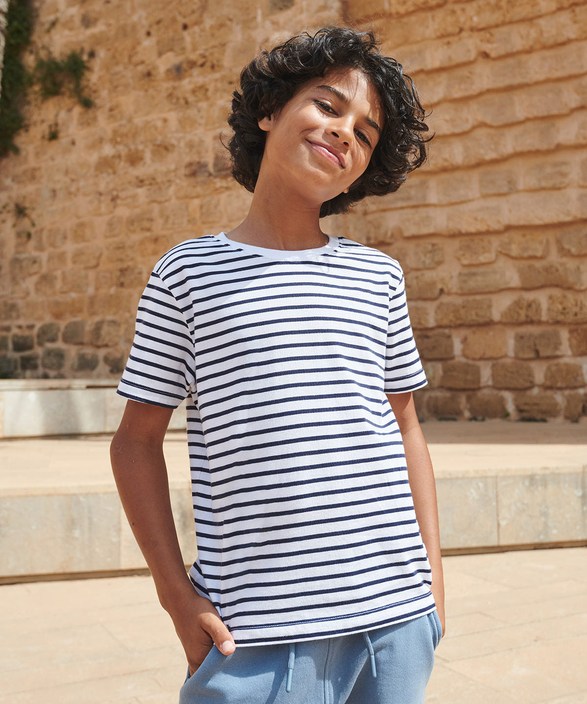 White/Oxford Navy - Kids striped T