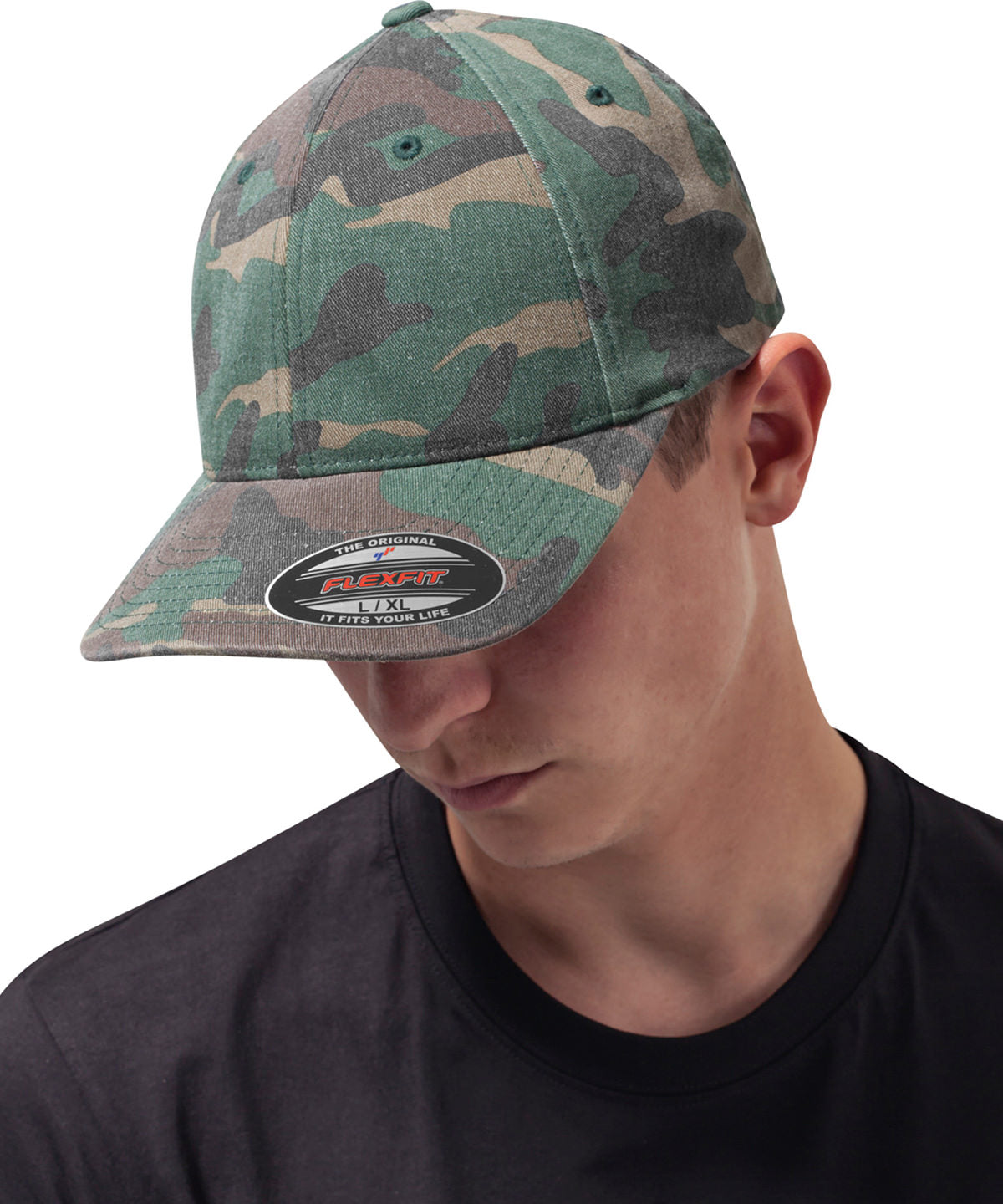 Green Camo - Flexfit garment washed camo (6977CA)