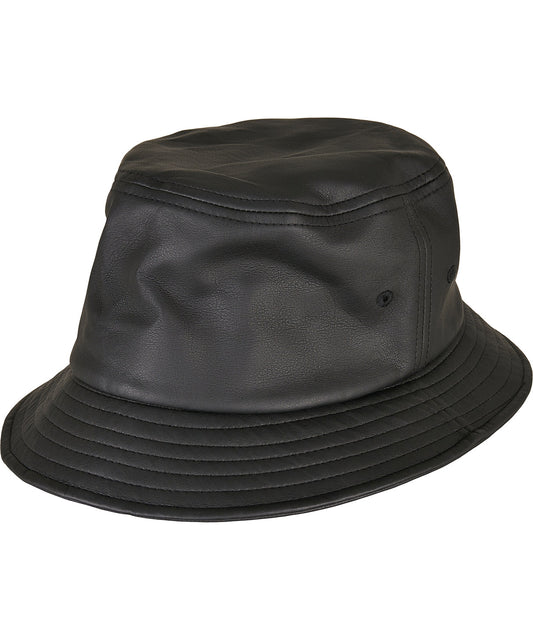 Black - Imitation leather bucket hat (5003IL)