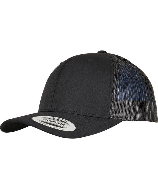 Black - Trucker recycled polyester fabric cap (6606TR)